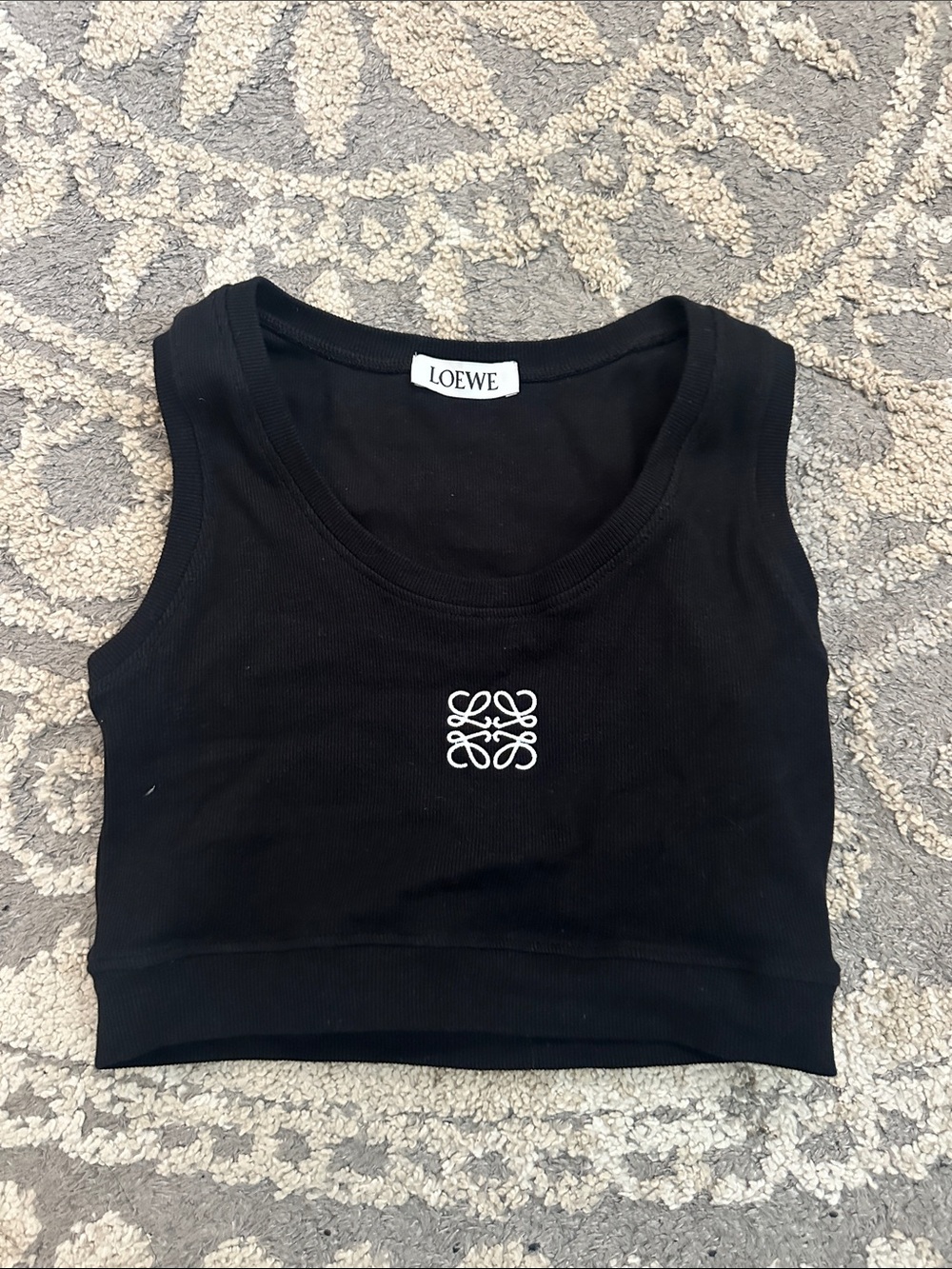 Loewe Black Cropped Tank with White Anagram